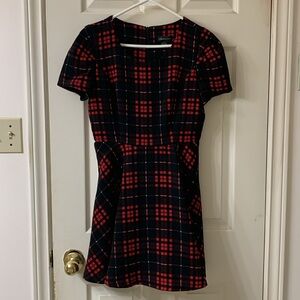 🌷3 for$25🌷Seductions, US M, Red & Black Plaid Fit & Flare Dress, NWT